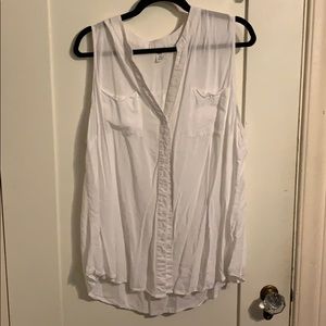White button up tank top